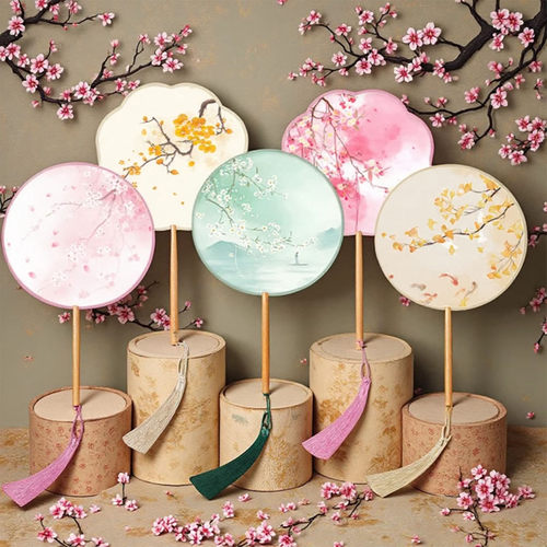 团扇舞蹈专用圆儿童汉服唐服古装