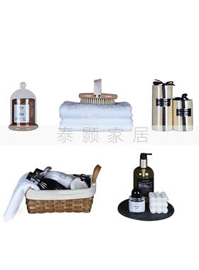 样板房卫浴黑白简约卫生间酒店洗漱用品摆件装饰阳台柜