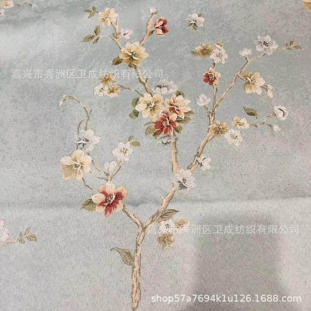 新款四色十里桃花手工包包沙发抱枕服装织锦提花布面料现货