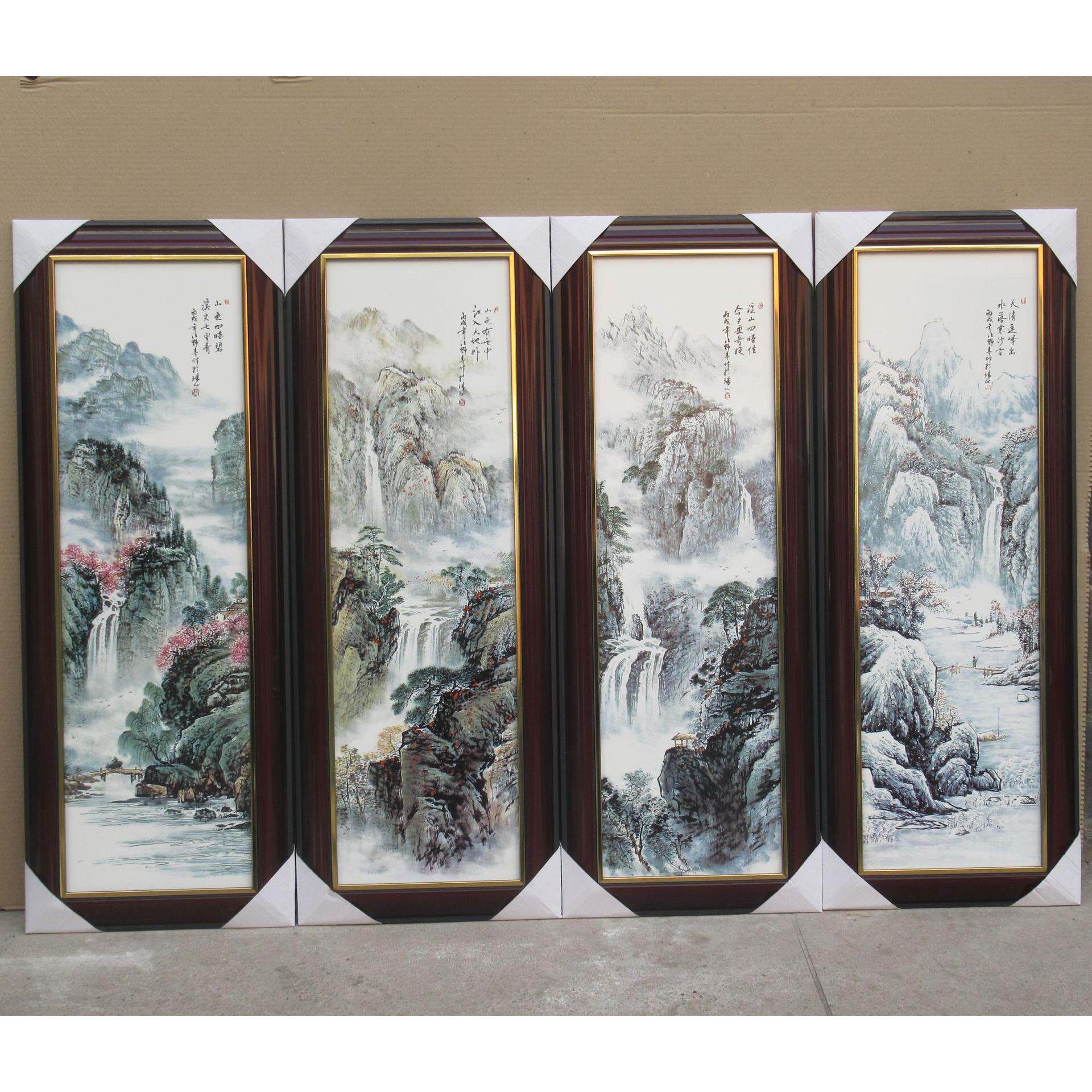 陶瓷瓷板画中式古典粉彩山水陶瓷墙壁画装饰陶瓷工艺品
