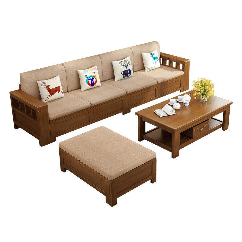 现代简约实木沙发多人组合家具客厅中式储物贵妃沙发厂家直销