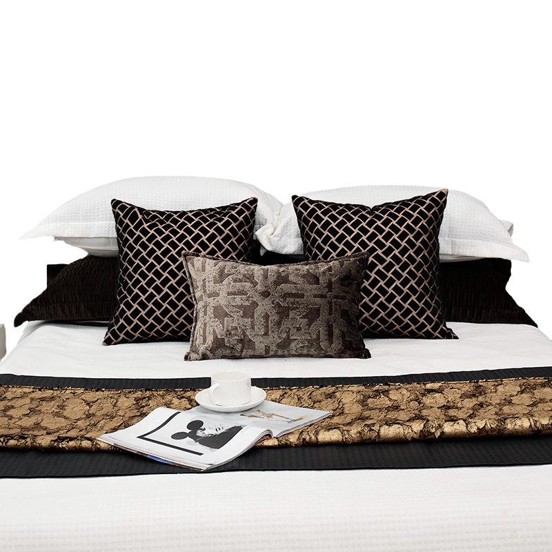 代轻奢高多档割绒提花抱枕别墅样板间现床枕上JY1547咖色件套靠腰