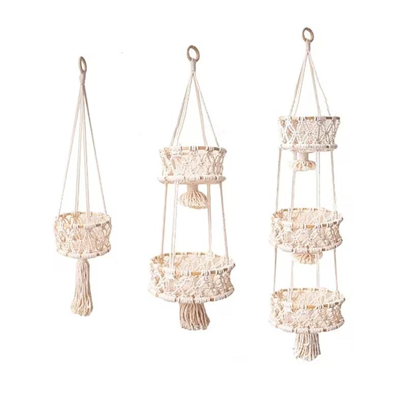 棉绳手工编织Z11挂毯圈网兜水吊篮竹波花西米亚风格装果饰植物篮