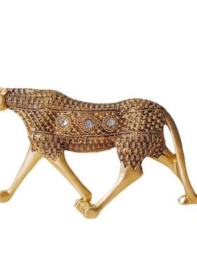 欧式创意金钱豹仿真卡通动物树脂工艺品摆件客厅酒柜家居装饰品