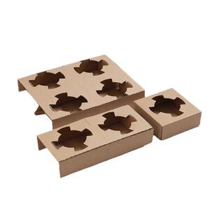 一次性牛皮纸瓦楞杯托奶茶咖啡外卖打包杯托饮品单双四杯厂家现货