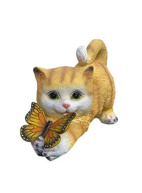 太阳能庭院花园摆件树脂工艺品室外动物雕像摆件草坪户外猫咪摆件