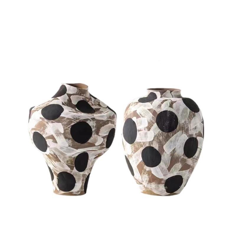 现绘简约创手陶瓷花器新中式摆件花瓶样YS01.02.板房书意房酒店软