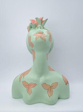 抽象人物雕塑摆件创意酒店样板房设计作品女人花艺术雕塑桌面摆件