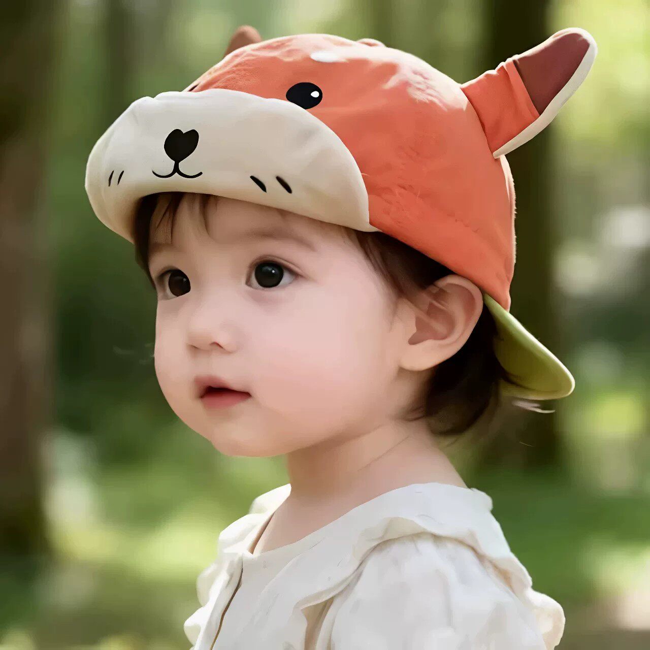 可爱小狐狸婴儿亲子防晒帽