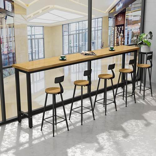 实木吧台桌家用阳台高桌书桌奶茶店高桌椅靠墙长窄桌时尚长条桌