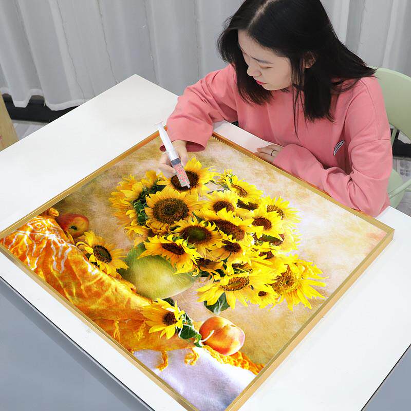 2024年新款5D满钻钻石画向日葵客厅餐厅清新自然风点砖十字绣2025