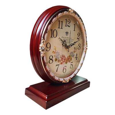 中式钟表电波座钟客厅复古实木摆件时钟静音台式家用个性创意台钟