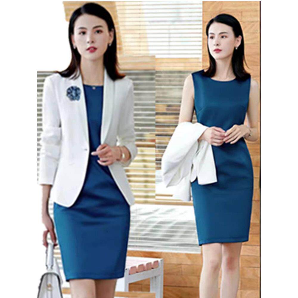 职业装套装连衣裙两件套工作服时尚气质背心裙销售教师美容院套装