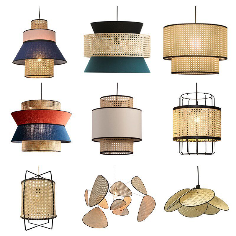 藤艺日式新中式卧室简约现代餐厅吊灯店民宿火锅吊灯客厅北欧日式