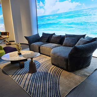 沙发现代简约商务会客区接待室布艺三人位沙发茶几组合网红黑白配