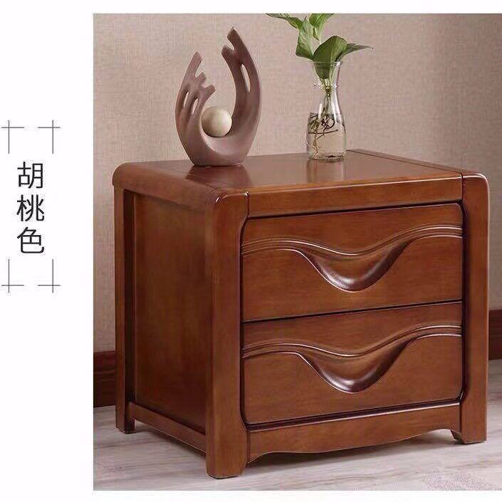 现代中式床头柜抽屉简易实木橡木床边柜整装收纳储物柜子卧室收纳