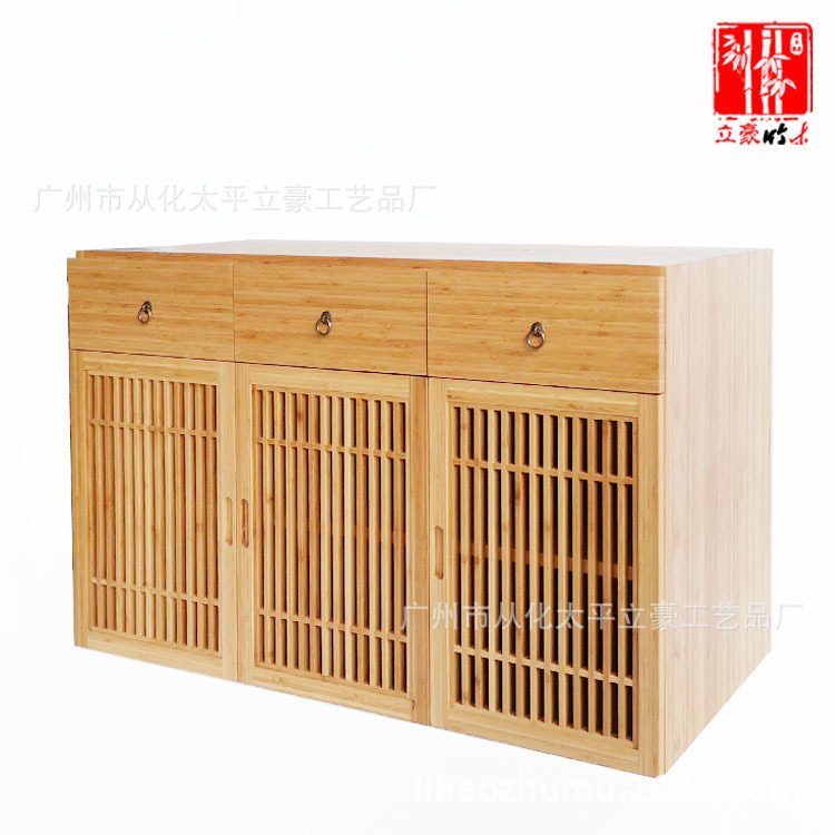 广州竹木家具厂全屋定制竹制茶柜竹木餐边柜竹茶架订制茶室竹架