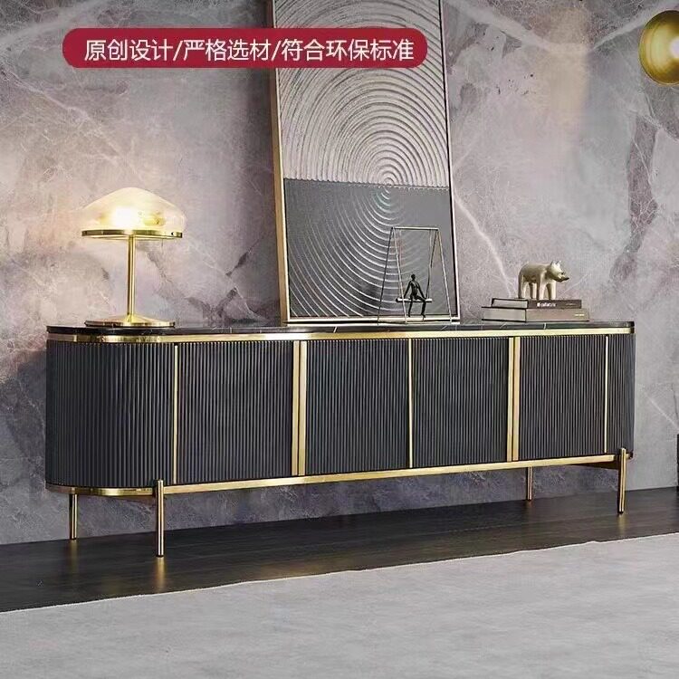后现代意式轻奢电视柜大理石茶几组合烤漆套装储物地柜落地视听柜