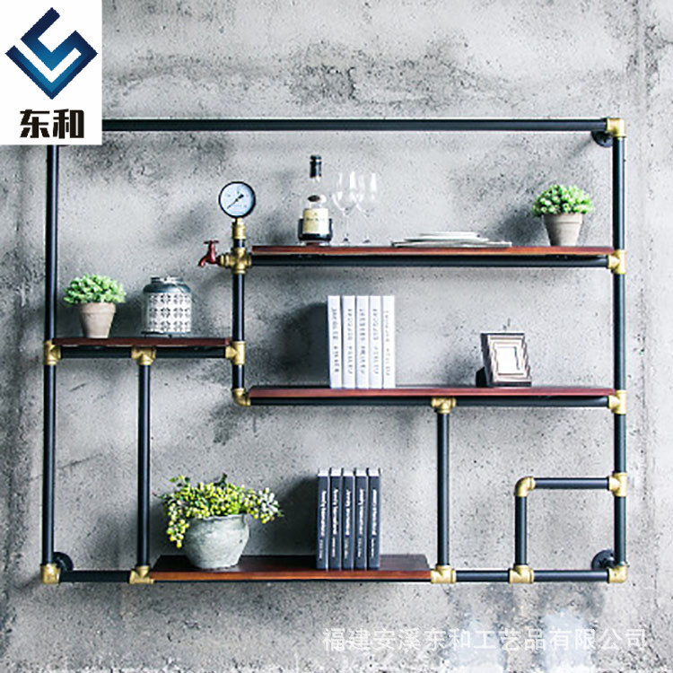 美式 简约创意墙上水管置物架 客厅酒吧咖啡厅隔板书架厂家直供