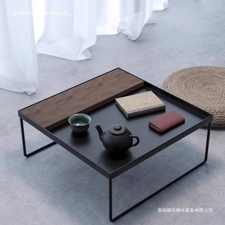 北欧简约现代创意日式茶几铁艺民宿榻榻米飘窗干泡方形小茶几茶台