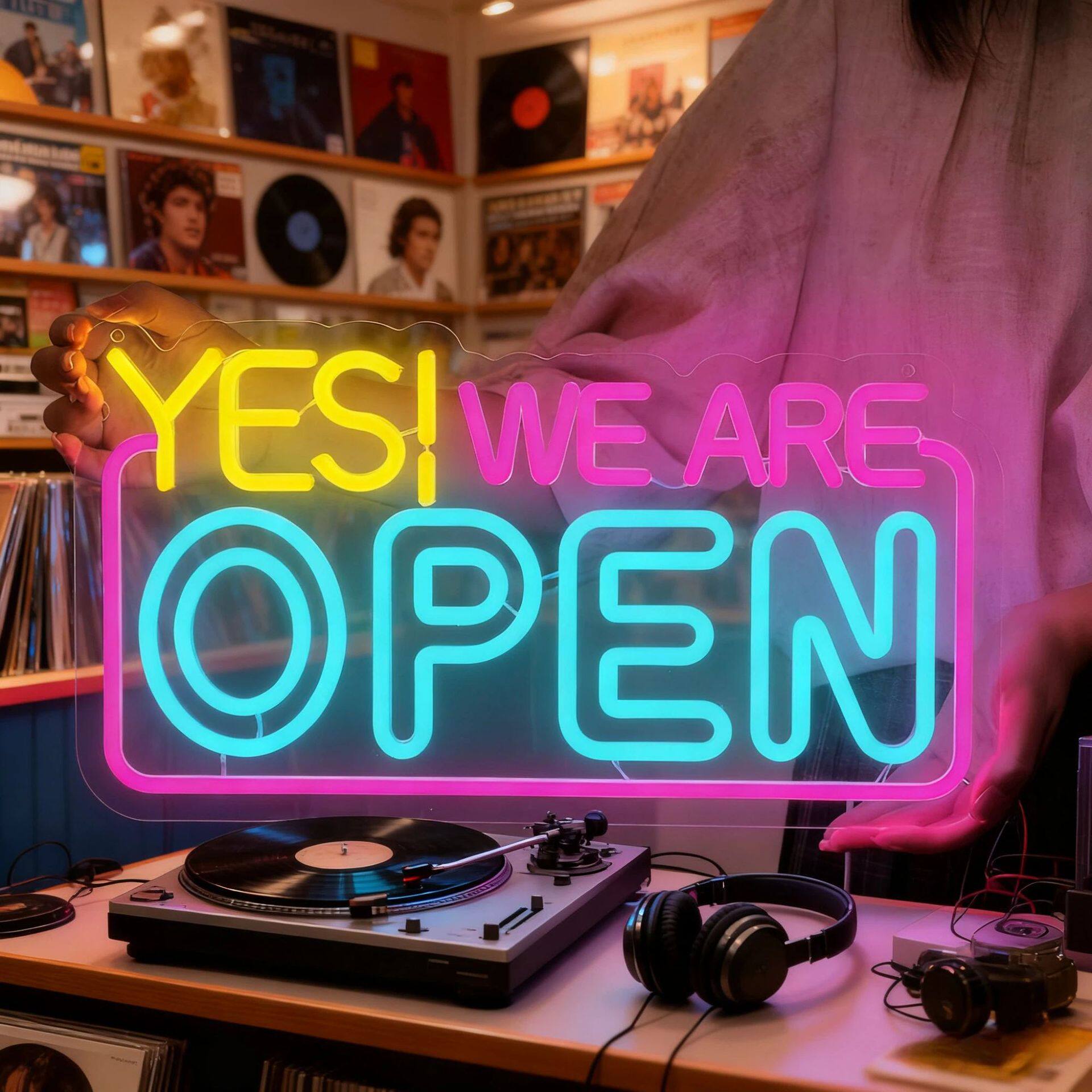 open跨境霓虹灯商店营业招牌标志led氛围彩灯挂墙装饰灯可调光