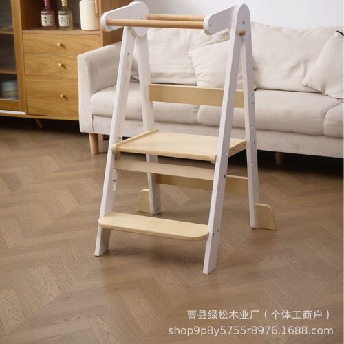 家用儿童洗漱台阶踏脚凳宝宝踩学习塔站带扶手可折叠厨房椅凳子