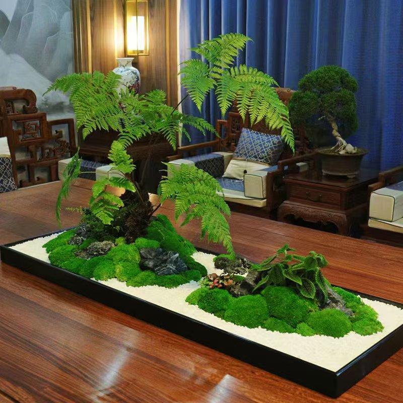 酒店餐桌会议室装饰品景观造景摆件仿真花永生苔藓室内绿植微景物