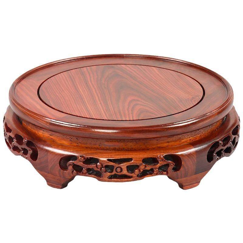 鸡翅木镂空细花底座圆形黑檀木工艺摆件茶壶鱼缸奇石红檀木底座,家居饰品,装饰摆件,淘宝优惠券,粉丝福利购,淘宝优惠卷