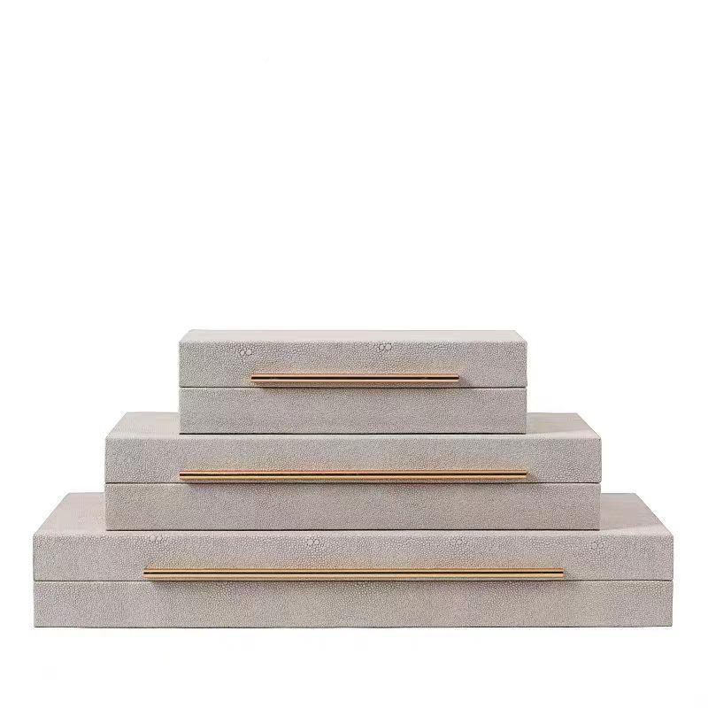 新中式首件饰间盒三套EFD皮革衣珠宝收纳盒样板房梳妆台帽装饰品