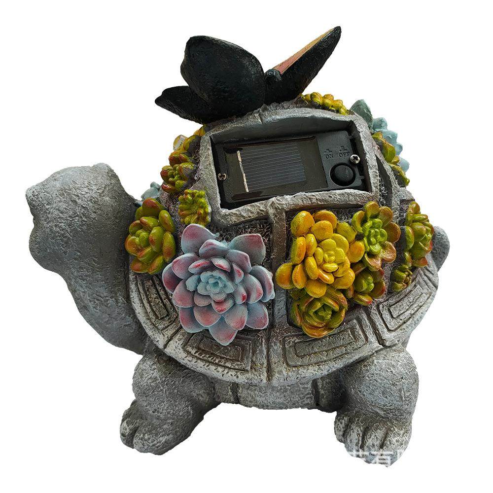 仿真蝴蝶多肉乌龟雕像树脂工艺品摆件太阳能灯动物户外庭院装饰品,家居饰品,装饰摆件,淘宝优惠券,粉丝福利购,淘宝优惠卷