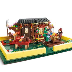 三国系列20501-03三国书武将场景刘关张桃园结义中国风积木