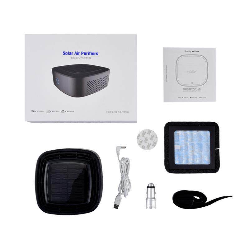 太阳能车载空气净化器汽车用空气净化器USB充电除异味外贸OEM