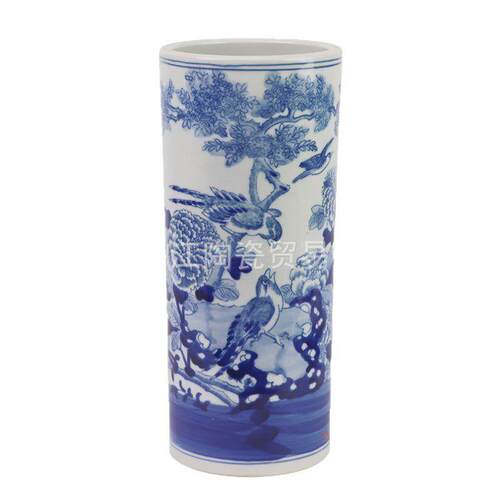 景德镇中式青花瓷花鸟花瓶冰梅汾水箭筒伞筒客厅陶瓷插花装饰摆件