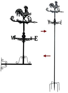 户外花园草坪装饰金属工艺品挂墙地插两用路标铁艺插件方向标