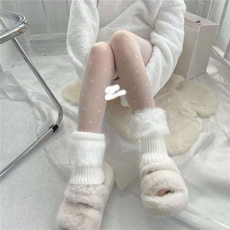 秋冬季新款毛绒护腿日系保暖可爱毛毛袜子针织袜套JK堆堆袜子靴套
