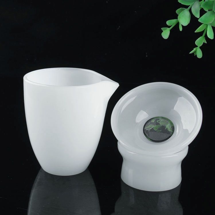 白玉石公道杯茶滤茶漏功