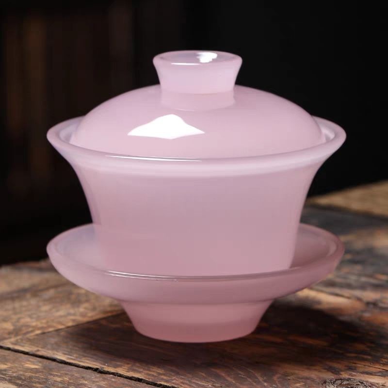 粉色琉璃茶道配件盖字碟子碗单卖