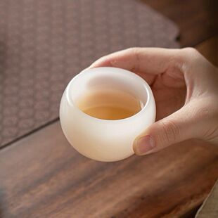 2026新款高端玉杯个人琉璃专用玉石功夫茶品茗白玉茶杯精致主人杯