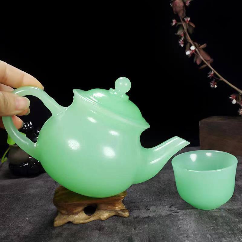 阿富汗天然玉石茶杯茶壶功夫整套茶具茶杯高端玉碗养生杯玉石茶杯