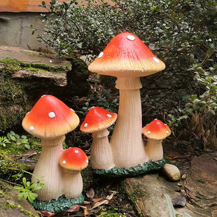 户外花园庭院装饰蘑菇摆件室外草坪民宿阳台休闲区氛围感布置造景