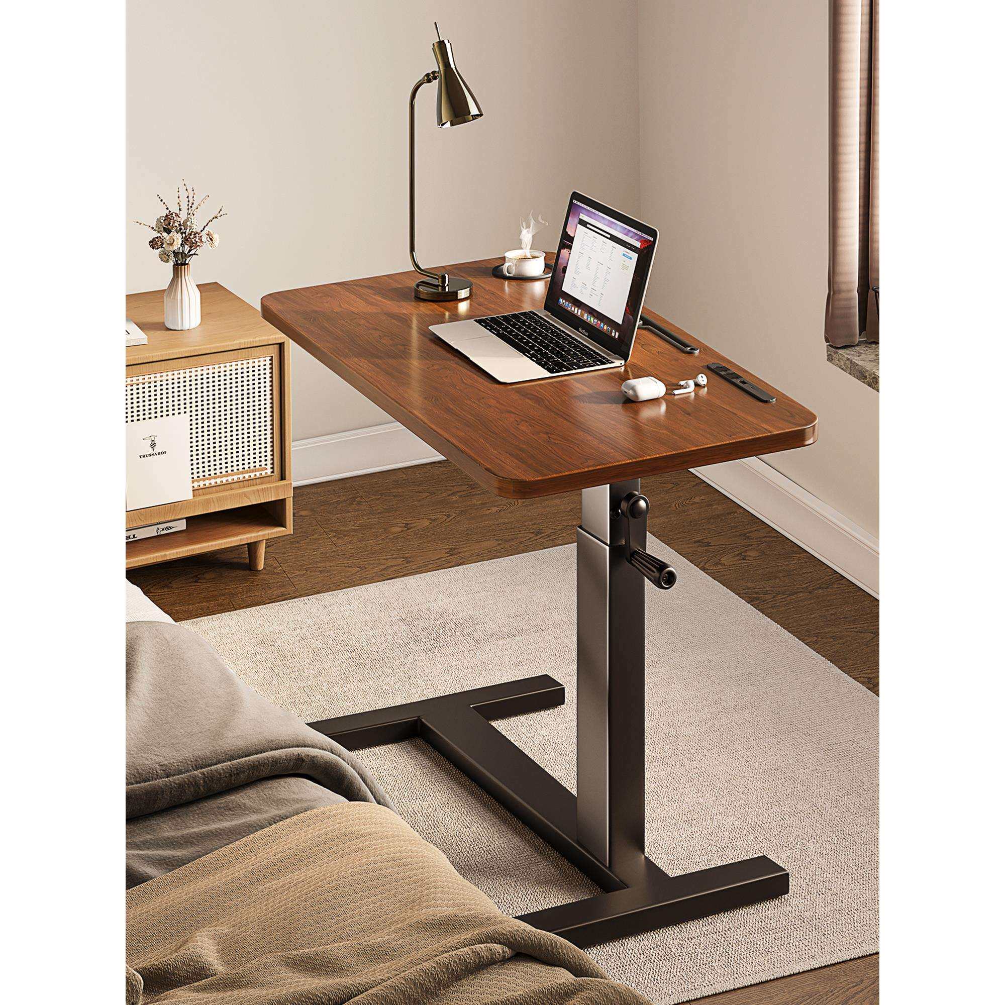 折叠升降电脑桌卧室小型家用飘窗书桌床边桌办公桌子长方形工作台