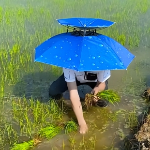大号垂钓鱼帽子伞防晒伞帽头戴式遮阳男女务农晴雨伞雨帽头戴式