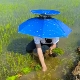 大号垂钓鱼帽子伞防晒伞帽头戴式 遮阳男女务农晴雨伞雨帽头戴式