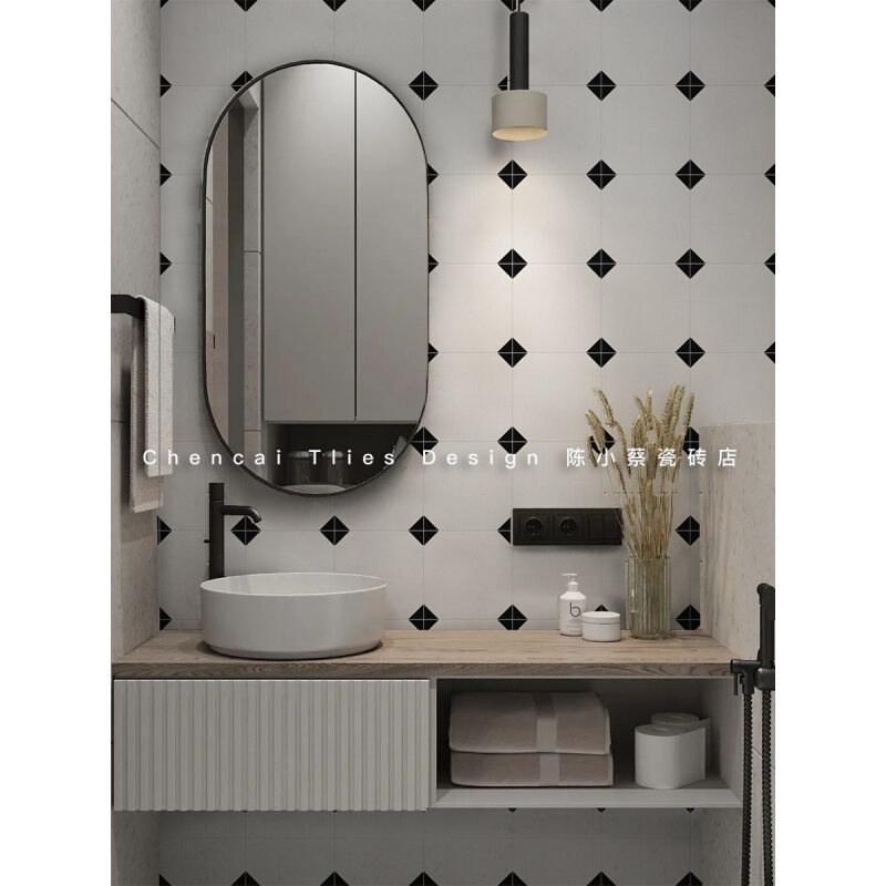 新款小花砖釉面瓷砖简约卫生间厨房浴室纯色哑光墙砖北欧素色室内