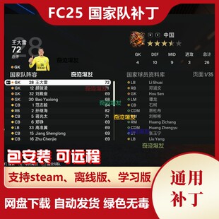 FC25 中国队国家队补丁 FIFA25经理生涯球员生涯电脑端使用世界杯