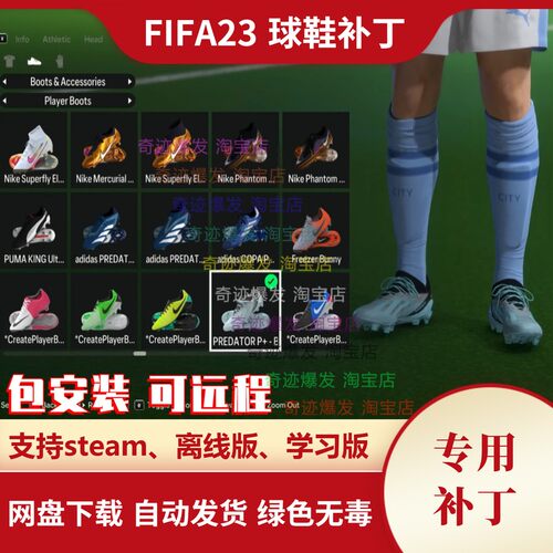 FIFA23 BML球鞋补丁 新增加几百双各类赛事球鞋 电脑用 不含游戏