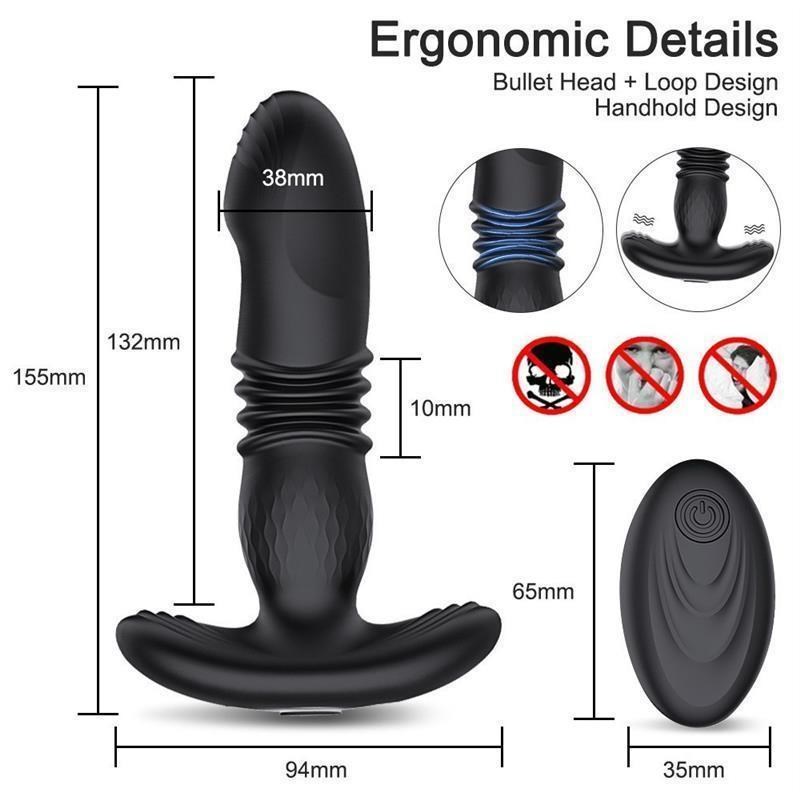 Telescopic Butt Plug Anal Vibrator Prostate Massager Dildo