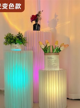 摆件罗马柱柱圆柱纸质萤火之灯直播背景装饰发光氛围灯折路引