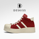 真皮高帮休闲运动鞋 DESKISS女鞋 增高贝壳头板鞋 时尚 2026春季 新款