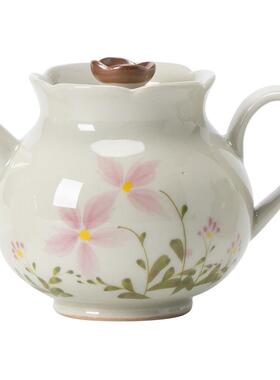 草23JS10-3木盖灰小雏菊茶壶泡茶家夫用花苞壶中式陶瓷功具单壶带